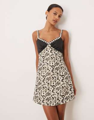 Sister Jane Dream  Twee Leopard Mini Dress In Brown