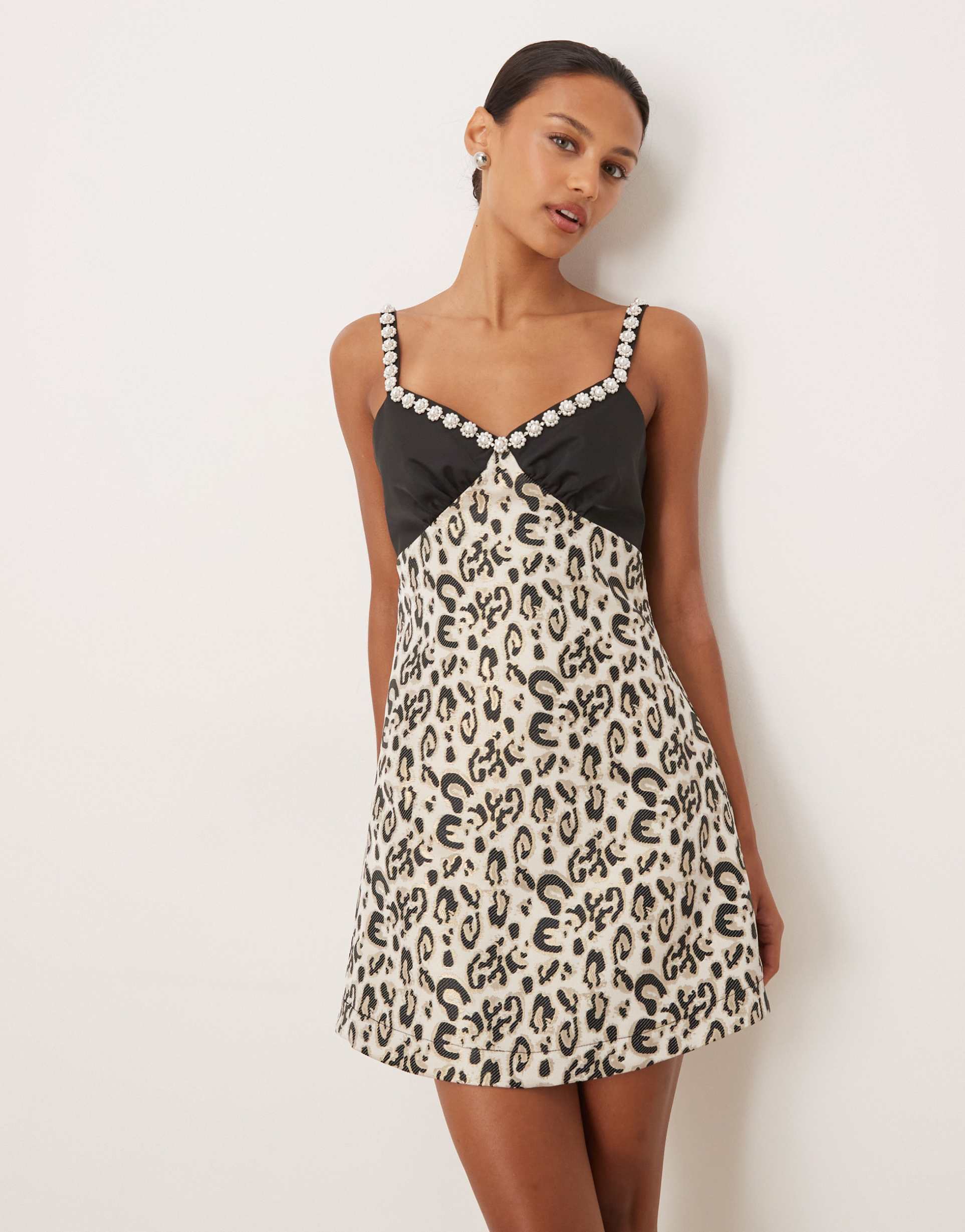 dream sister jane twee leopard mini dress in tan