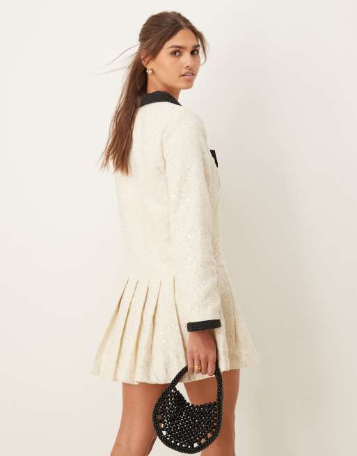 Dream Sister Jane tweed mini dress in ivory, 4 of 4
