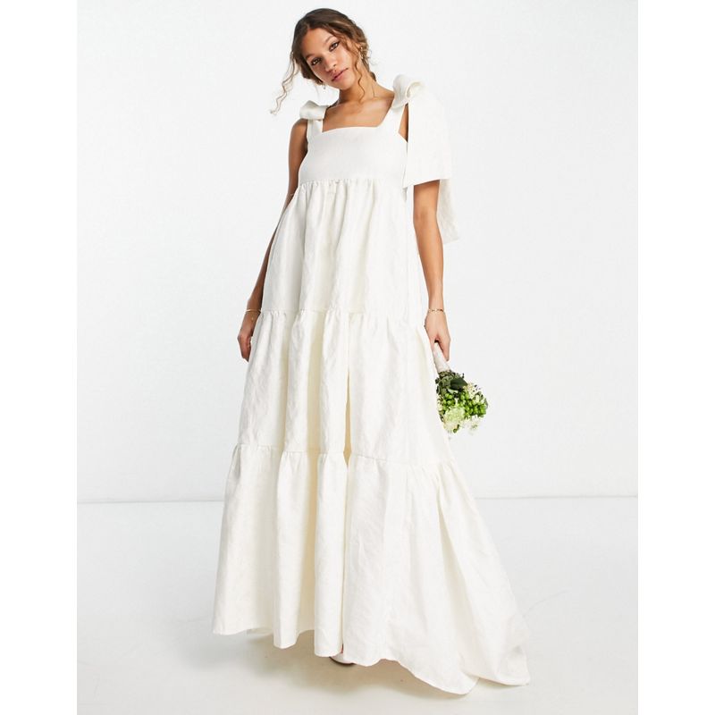 Vestiti Donna Dream Sister Jane - Vestito lungo da sposa a balze con fiocchi sulle spalline