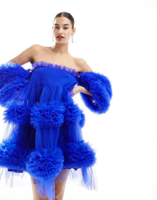 Dream Sister Jane Whitney tulle ruffle mini dress in cobalt co-ord | ASOS