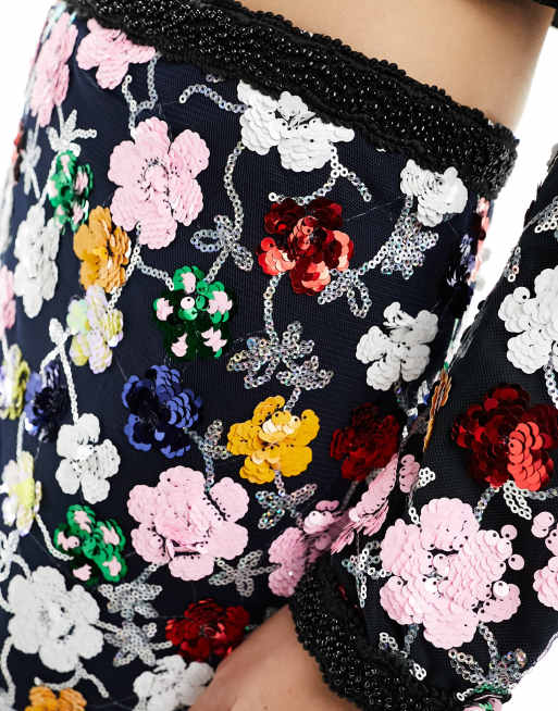 Dream Sister Jane Wonderland mini skirt co-ord in floral sequin | ASOS