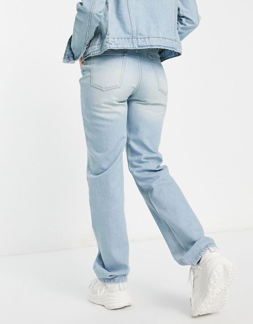 DTT 90's high rise wide leg jeans in light wash blue