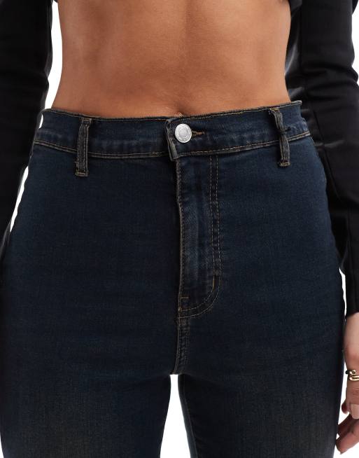 DTT - Bianca - Flared jeans met hoge taille en sterdetail in donkerblauw, 5 van 5