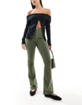 [Don't Think Twice] DTT Bianca high waist flared jeans in khaki-Green 8 KHAKI