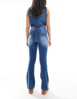 Don't Think Twice Dtt Bianca High Waist Flared Jeans In Blue