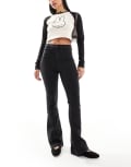 [Don't Think Twice] DTT Bianca high waist flared jeans in washed black 14 BLACK