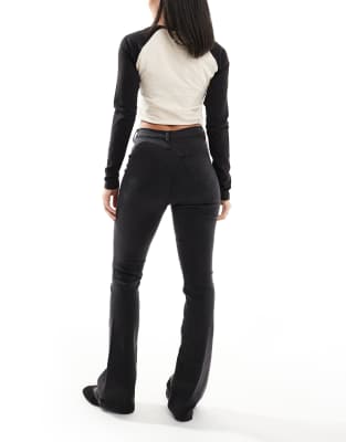 Don't Think Twice Dtt Bianca High Waist Flared Jeans In Black