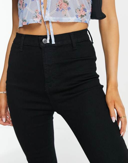 DTT Bianca high waisted wide leg disco jeans in black