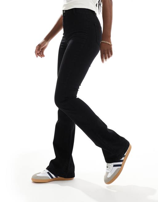 DTT - Bianca - Jeans stile disco a vita alta neri a fondo ampio