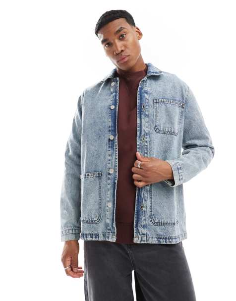 DTT – Blå overshirt i denim och arbetarstil - view 1