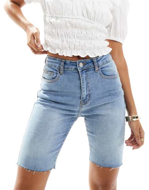 DTT boyfriend fit denim shorts in light blue wash - view 1