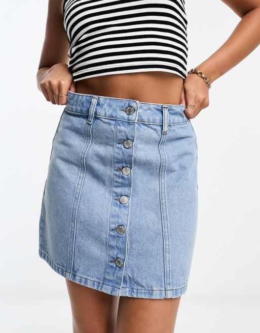 Button up 2024 denim mini skirt