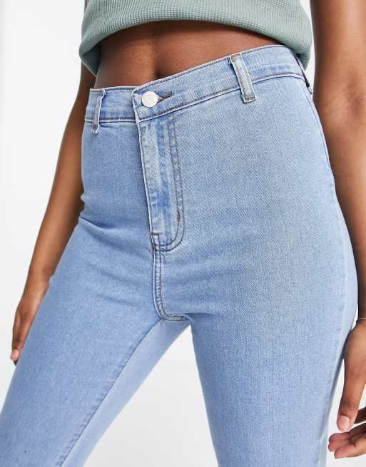 DTT Chloe high waisted disco stretch skinny jeans in light wash blue