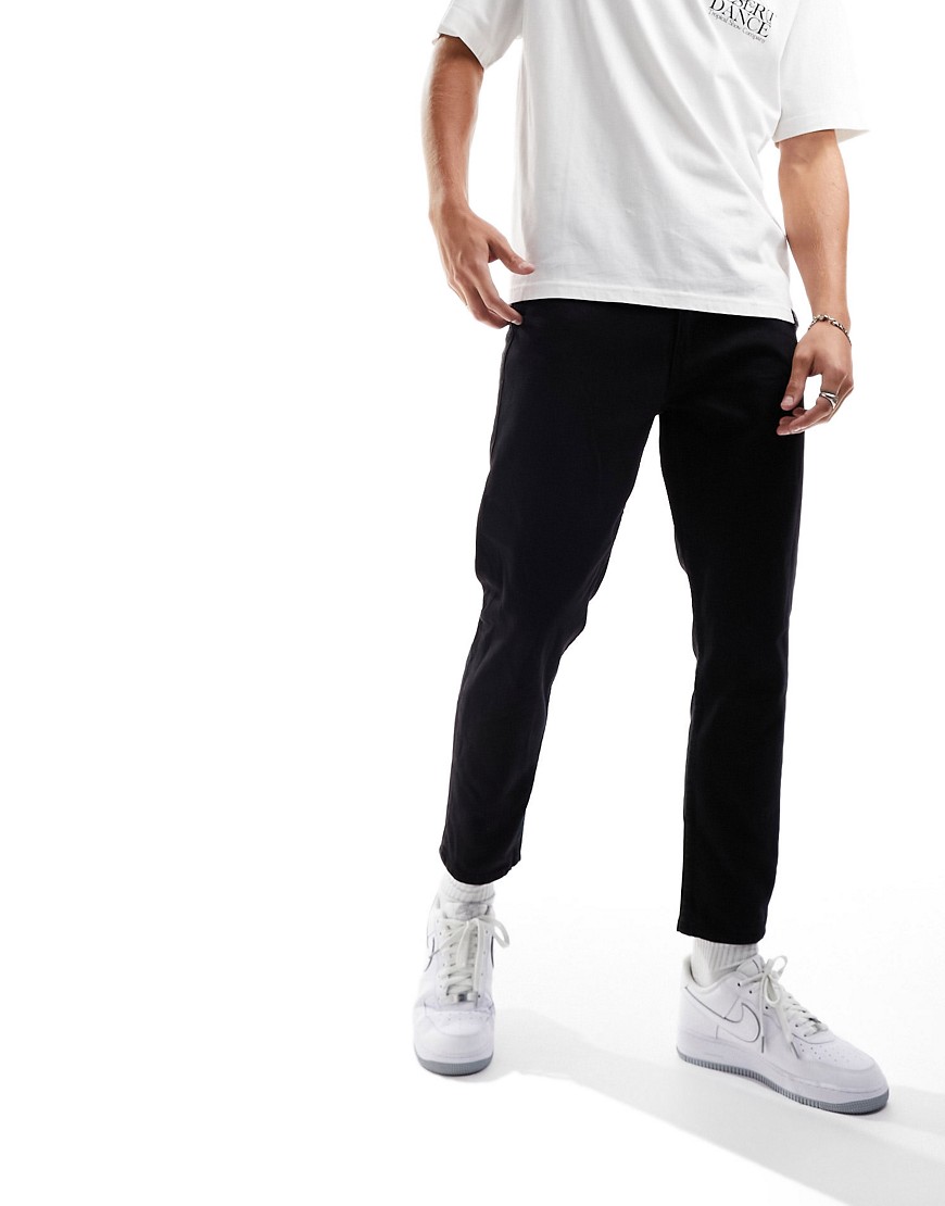 Don't Think Twice Dtt Classic Rigid Cropped Tapered Fit Jeans In Black