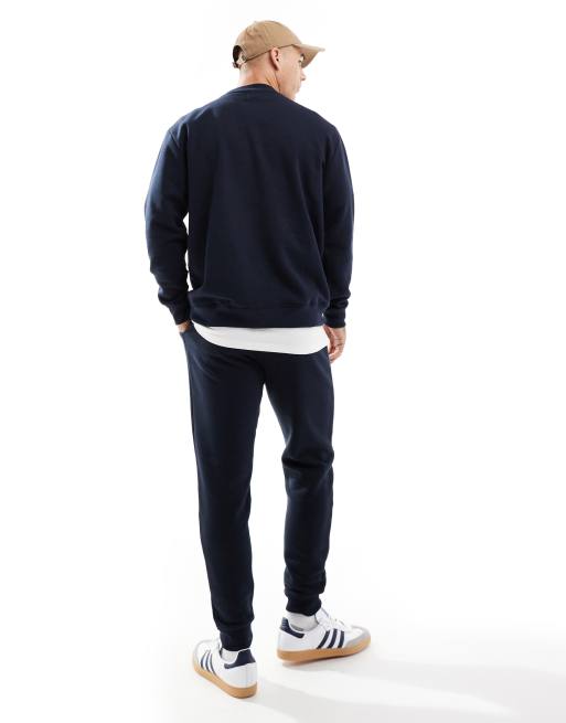 DTT crew neck sweatshirt & trackies tracksuit set in dark navy, 3 of 4