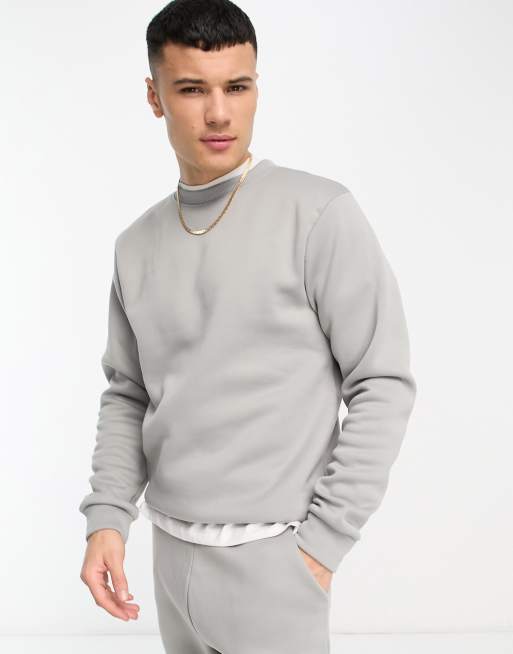 DTT crew neck sweatshirt trackies tracksuit set in light grey