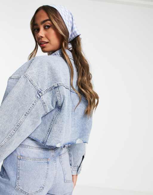 DTT cropped oversized denim jacket