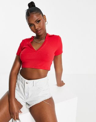 DTT cropped shirt in red
