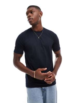 DTT cuffed sleeve t-shirt in navy