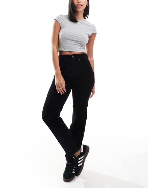 DTT straight leg cord trousers in black