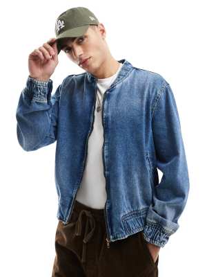 DTT denim bomber jacket in light blue wash