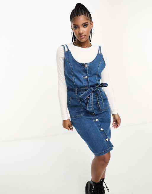 Denim tie waist store dress