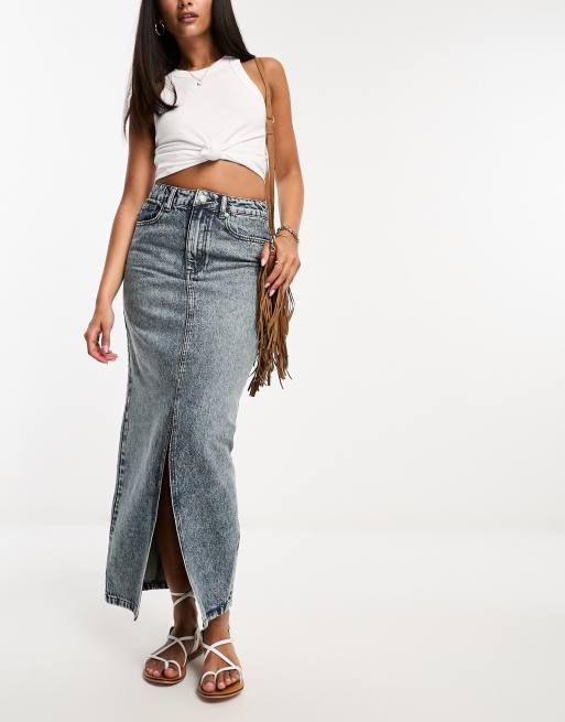 Free people denim midi 2024 skirt