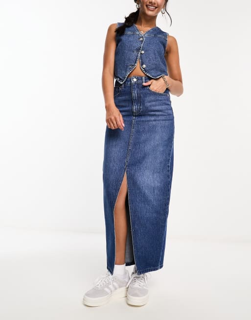 Asos denim midi skirt best sale