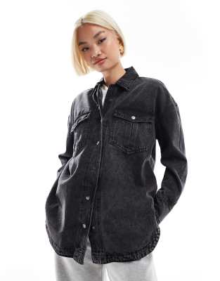 DTT denim oversized shirt in washed black