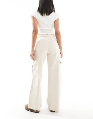 Don't Think Twice Dtt Dom Straight Leg Cargo Jeans In White