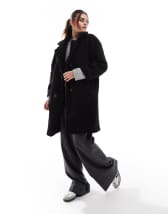 ONLY faux suede faux fur coat in black 