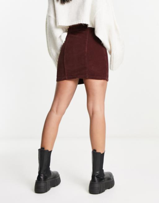 Chocolate brown on sale suede mini skirt