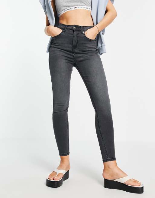 DTT Ellie high rise skinny jeans in washed black