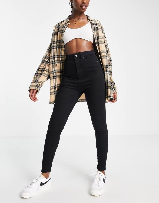 DTT Ellie high waisted skinny jeans in black ASOS