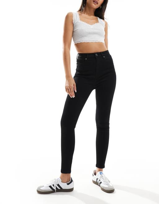 DTT Ellie high waisted skinny jeans in black | ASOS