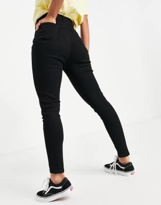 Don't Think Twice DTT Ellie high waisted skinny jeans in washed black -  ShopStyle