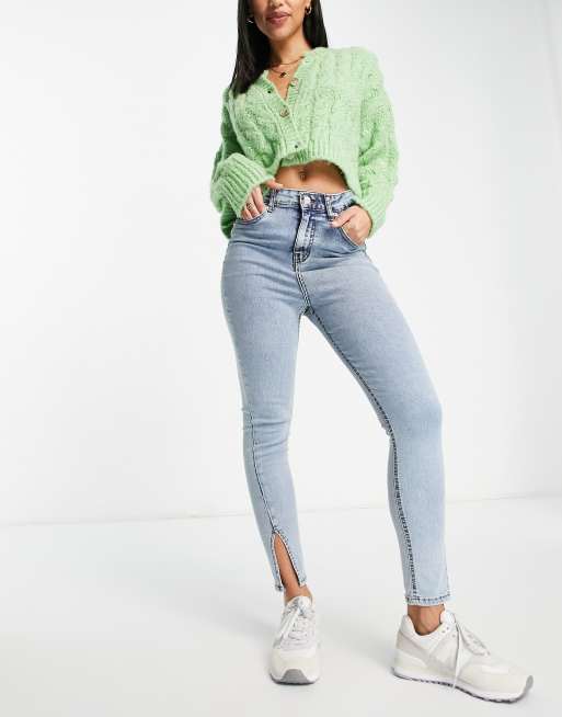 DTT - Ellie - Højtaljede skinny-jeans med slidser i siderne 