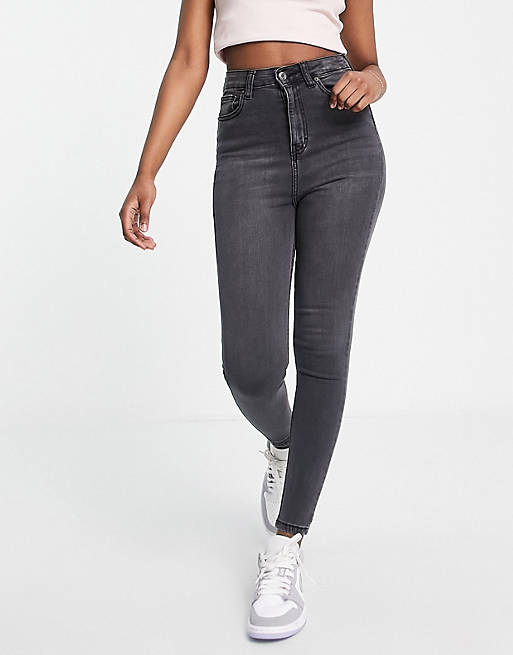 DTT - Ellie - Skinny jeans met hoge taille in verwassen zwart 