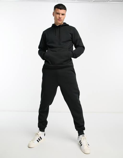 Ensemble jogging homme sweat à capuche et pantalon noir - Vente