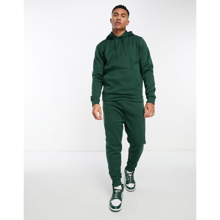 DTT - Ensemble survêtement avec sweat à capuche à enfiler et pantalon de  jogging - Vert foncé