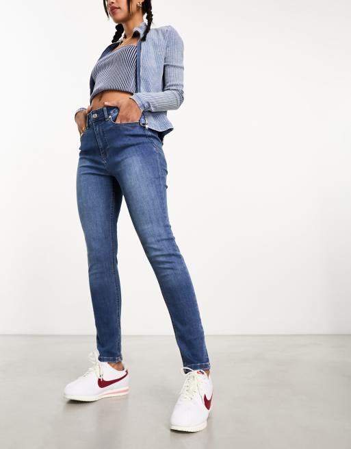 DTT Erin hourglass sculpt skinny jeans in mid wash blue 