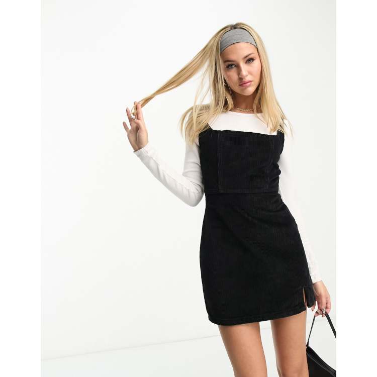 Pinafore Women Dress / Black Dungaree Dress / Cord Pinafore Dress