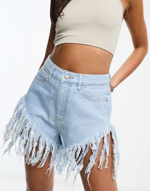 Light blue distressed store shorts