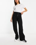 [Don't Think Twice] DTT Fern straight leg jeans with button front in black 6 BLACK
