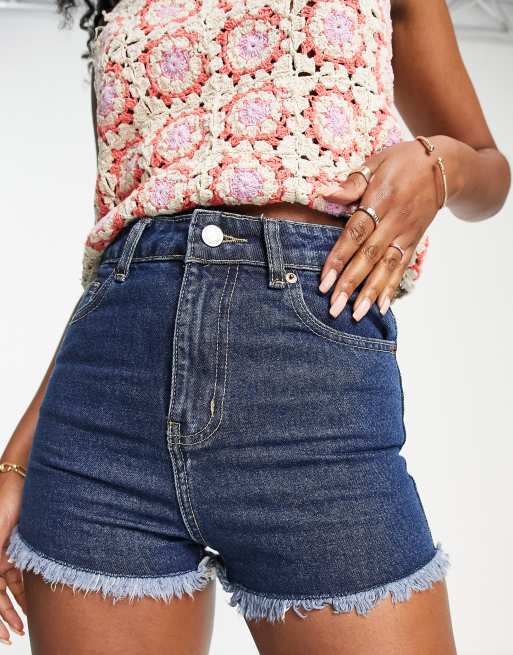 Dark wash high waisted shorts sale