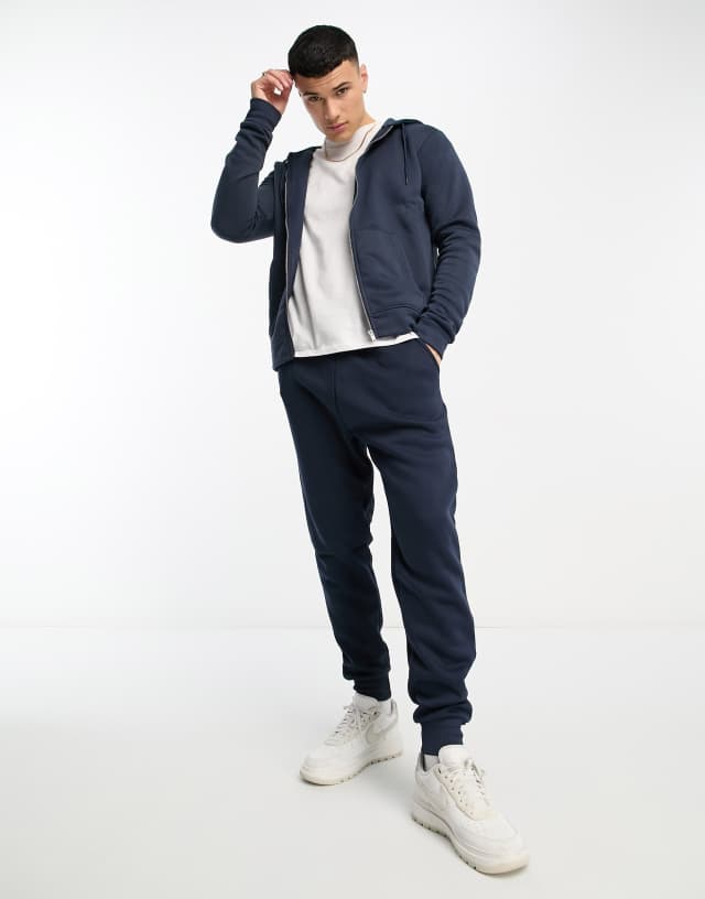 DTT full zip hoodie & sweatpants tracksuit set in navy