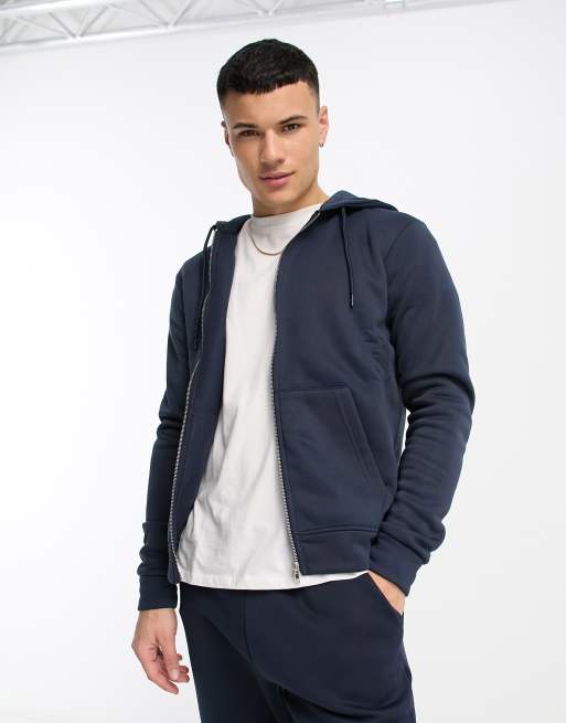 DTT full zip hoodie sweatpants tracksuit set in navy ASOS