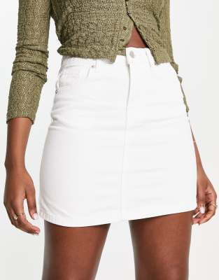 DTT Gabby high waist denim skirt in white