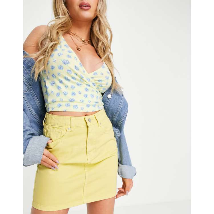 2021 Womens High Waist Yellow Denim Jean Skirts For Women With